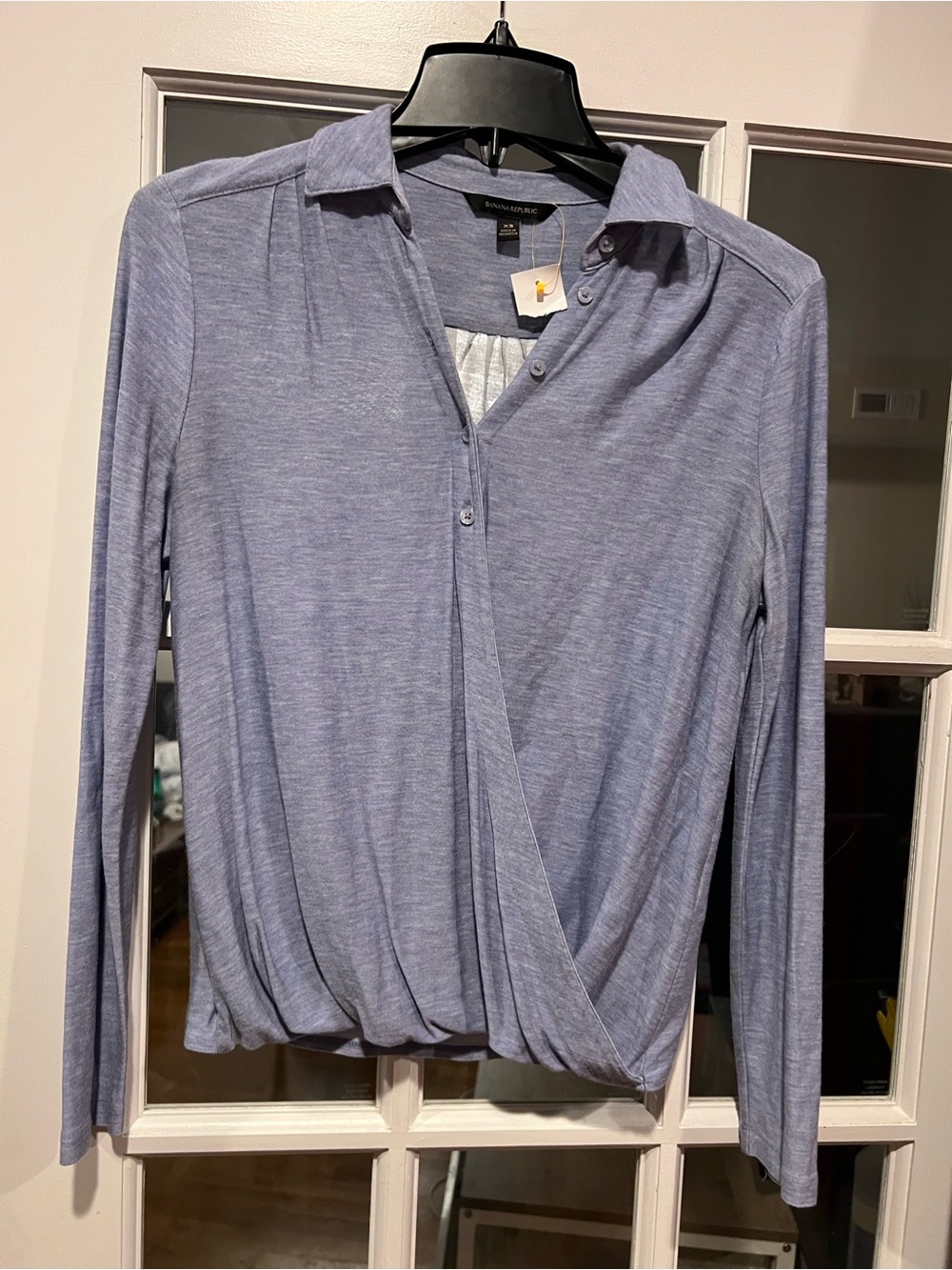 Banana Republic Lavender-Blue Wrap-Front Button Down Shirt